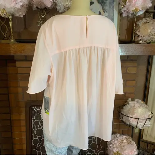 Valerie Stevens BLUSH PINK FLOWY TUNIC BLOUSE NWT (3X)