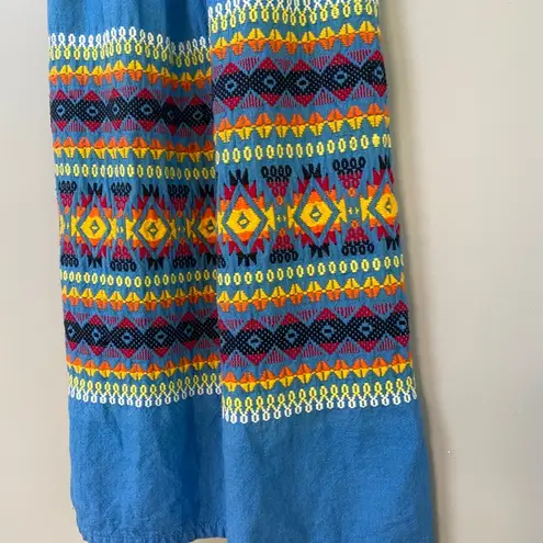 Vintage Southwest Navajo embroidered off shoulder cotton peasant sleeve … Blue Size undefined