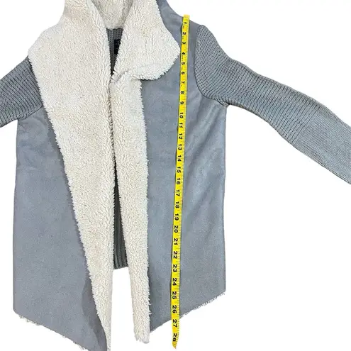 Cavalini Original Women’s Open Cardigan Sweater Size M Faux Suede Sherpa Gray
