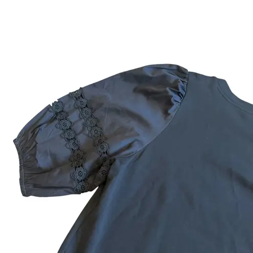 Emily Lovelock Wo's Molly Black Blouse Shirt Top Eyelet Sleeves Size XL Women's