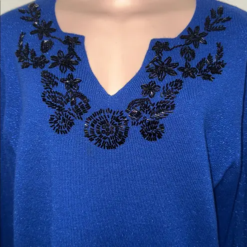 Dress Barn  woman blue glitter sparkly plus size 18/20 black sequins sweater