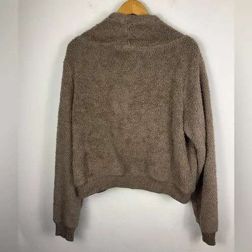 Blue B Tan Brown Funnel Neck Cozy Sherpa Pullover Sweatshirt Size Women's Large