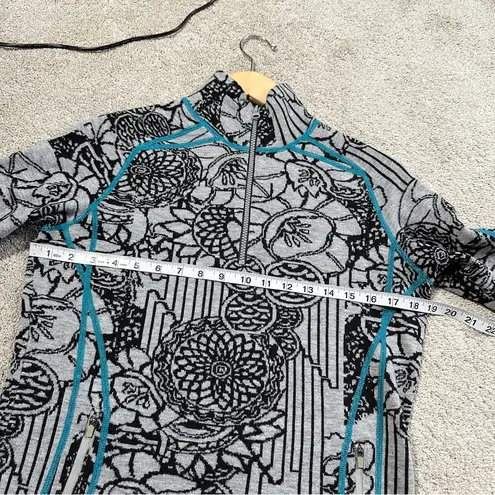 Title Nine Women’s Wool Blend Pull Over Sweater 1/4 Zip Outdoor Floral Print M