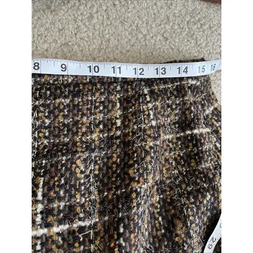 Vintage Cartoon Fashion Brown White Wool Blend Tweed Pencil Skirt Size 6 EU 42