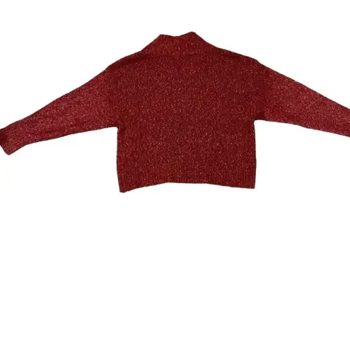 Anthropologie  Frances Shimmer Cropped Sweater‎ Red Motif Cabernet Size Small