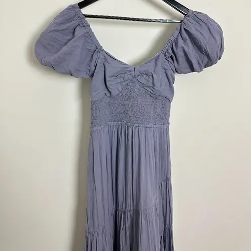 Free People  Short Sleeve Sundrenched Maxi Dress in Blue Granite Size Small