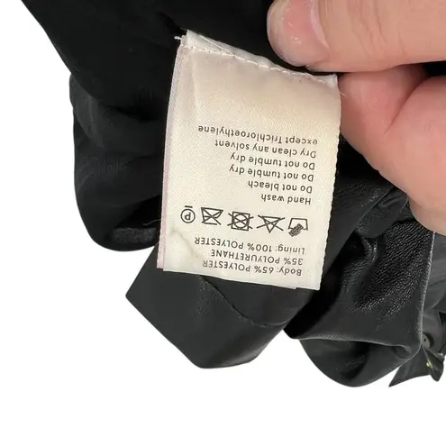 Nanushka Roberta Black Faux Leather Mini Shirt Dress Western Size Medium