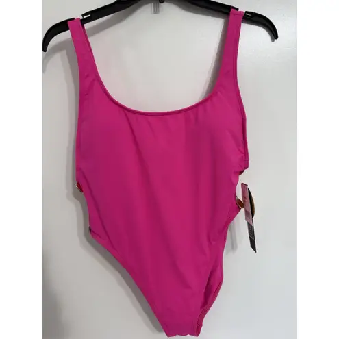 La Blanca Womens Scoop Back Side Button One Piece Swimsuit Flamingo Pink Size 6