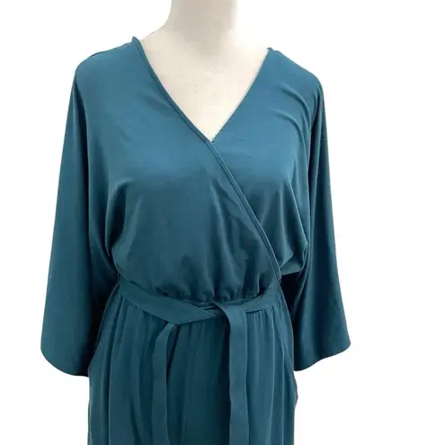 Garnet Hill NWT Kimono Sleeve Jumpsuit Stretch Wide Leg Cropped Teal size XS