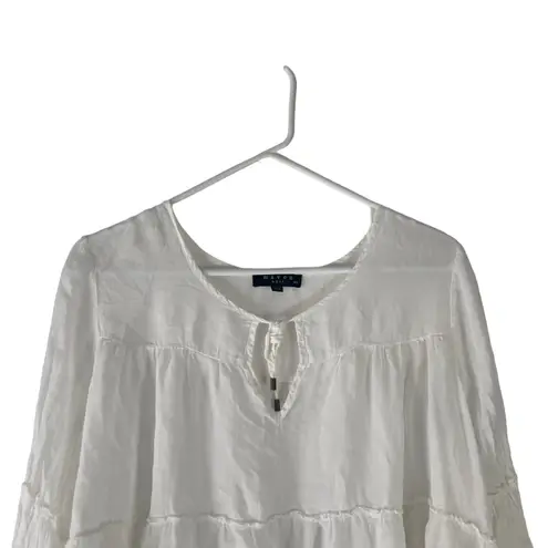 Revolve Maven West Women's Size XS White Sheer Ruffle Flowy Tiered Blouse