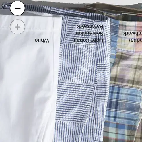 LL Bean Blue Patchwork Seersucker Favorite Fit Cotton Bermuda Shorts Size 6