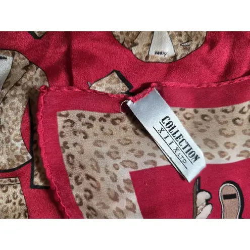 Vintage Collection XIIX Ltd 100% Silk 15" Square Scarf Hankie Handkerchief Red