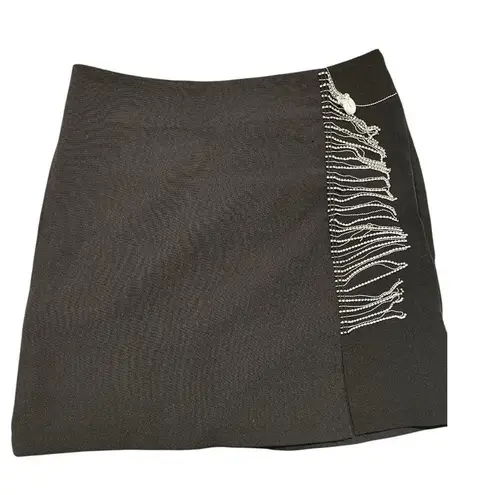 VERO MODA Black Mini Skirt - Size S - Rhinestone Tassel Detail (NWT)