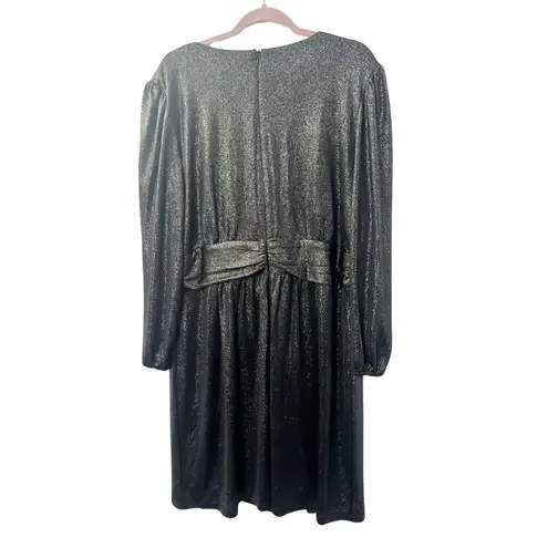 Lane Bryant Metallic Shimmer Black Silver Surplice Holiday Dress Size 22