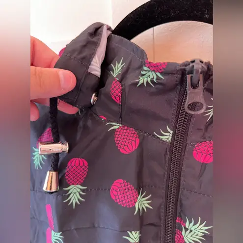 Brave Soul Women’s Black Pineapple Raincoat Jacket Zip Size 16