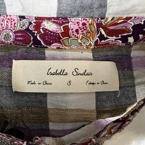 Isabella Sinclair Shirt Womens Small Cream Black Plaid Button Up Campcore Cabin