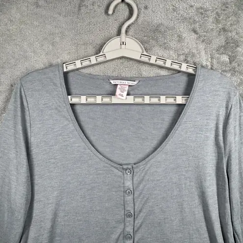 Victoria's Secret  XL Gray DREAM Henley Top Long Sleeve Pajama Sleep Lounge Casual