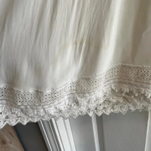 Wrangler Western White Sleeveless Dress with Lace Trim Sundress Coastal Cottage Size M