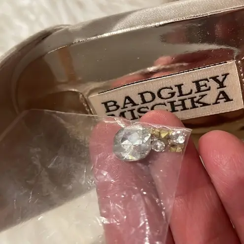 Badgley Mischka Cream Abigail Evening Wedge Sandals