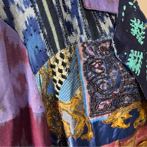 VTG Surya Patchwork Beaded Jacket Wmns Crop Retro Purple Sz L Grunge Boho Hippie Size L