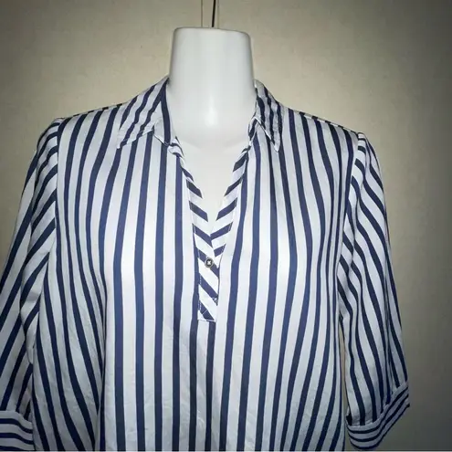 Mavi Blue and White Button Down Shirt with Notched Collar Size XS