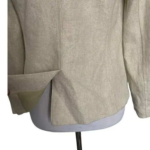 Isaac Mizrahi Shimmery Glitter Jacket Size 6 Linen Blend Career Casual Button Up