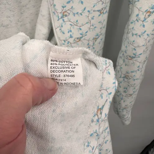 Miss Elaine Blue Jay Full Zip Robe Gown Womens Medium White Blue Cotton Blend