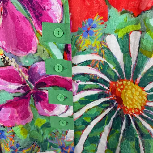 Claire Desjardins Where Butterflies and Bees Are Top 3X Floral Linen Artsy Flowy Green