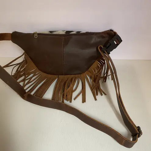Handmade Cowhide Tooled Leather Fringe Belt Bag – Western Fanny Pack NWT NEW Tan