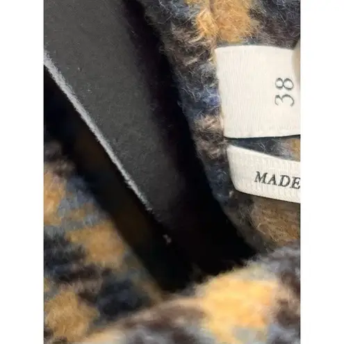 Sandro Paris Brodan Beaded Plaid Check Coat Wool Blend Button Front EU 38 US 6