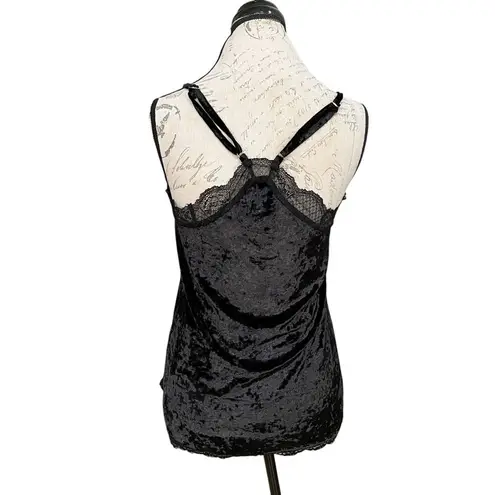 Womens Tank Top Small Black Velvet Crush Lace Edgy Emo Punk Mob Wife Gothic Y2k