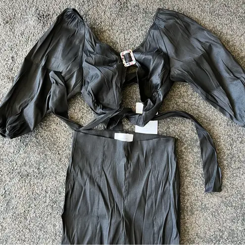 hosbjerg elora tie back buckle crop top Black Size 4