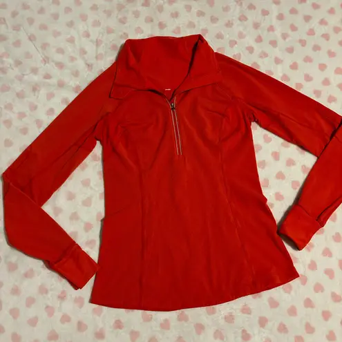 Lululemon run toasty tech half zip pullover jacket love red size 8