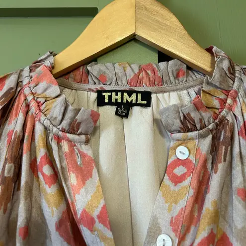 THML  Women's Geometric Midi Dress - Pink and Orange