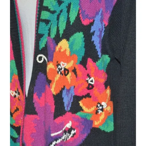 Jantzen Vintage Classics Cardigan Sweater Size XL Floral Hand Embroidered Granny