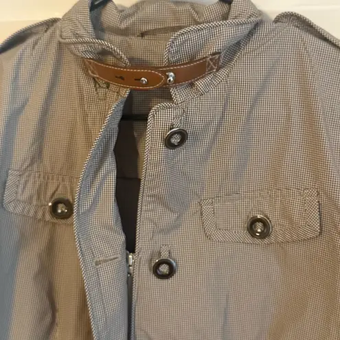 Cinque FRIDA Gingham Utility Jacket with Leather Trim