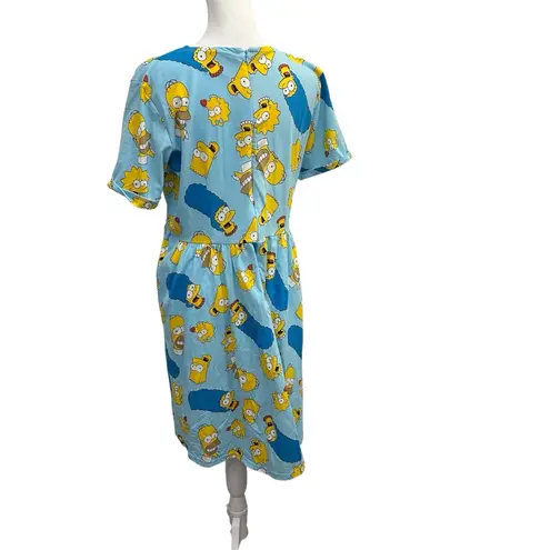 Cakeworthy Simpsons Dress Women Lrg Blue Cartoon AOP #kidcore #dopaminedressing Size L
