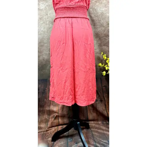 Market & Spruce Neriah Smocked A Line Dress Coral/Red XSP