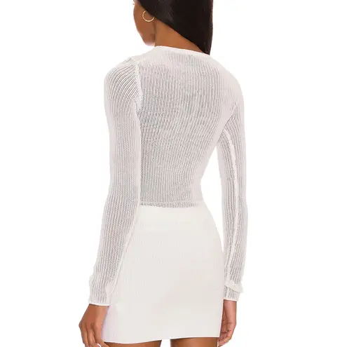 H:ours White Mesh Top Sweater SMALL Revolve Glow in The Dark Sheer Rave $198 NEW