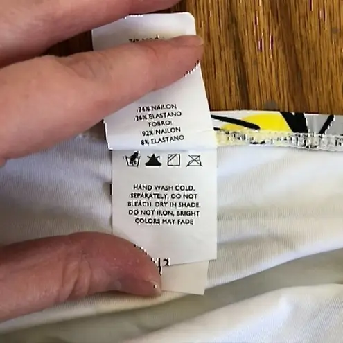 Jantzen NEW NWT White Yellow Gray Black Floral Tie Knot Y2K Bikini BOTTOM 12