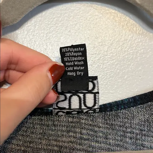 Clara Sun Woo Lightweight Cozy Poncho Sleeve Sweater Tunic Peacock Pinstripe XL Blue