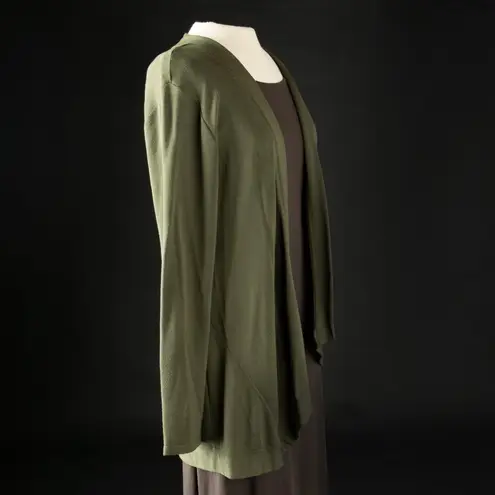 Bobeau Olive Green Open-Front Cardigan M