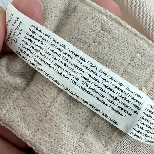 Chantelle Full Coverage Lace Trim Underwire Bra Womens Size 34G/34DDDD Beige