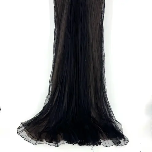 Carmen Marc Valvo Black Tulle Evening Gown Size 4