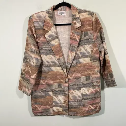 Vintage Brittany Nicole Aztec Print Blazer & Shorts 2 Piece Matching Set Size S