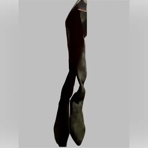 NWT "NNG" Black Suede Womens Stretchy Thigh High Chunky Heel Boots Size undefined