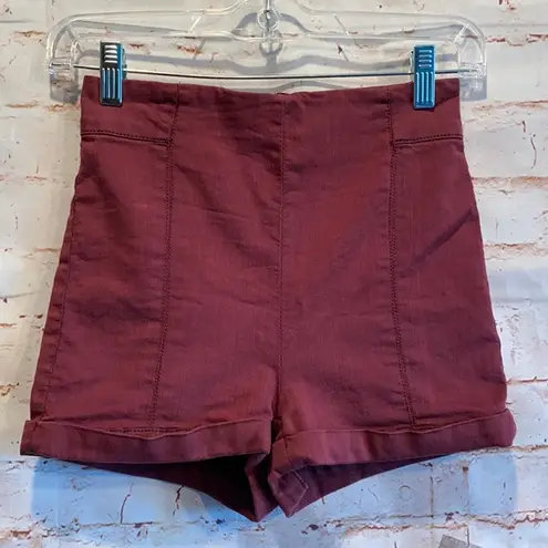 Cooperative Maroon high waisted shorts zip back 0