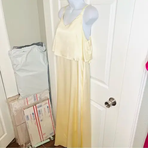 Molly Bracken My New Chapter Maxi Dress Cream White Overlay Tie Bow Back M NWT