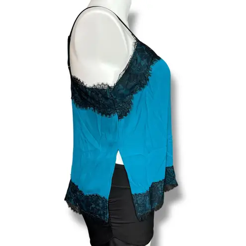 Mossimo Womens Camisole Tank Top Spaghetti Strap Lace Accent Teal Green Black XL