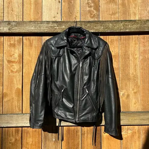 HARLEY DAVIDSON MEDIUM HERITAGE SPRINGER HAWK LEATHER JACKET size womans medium Black